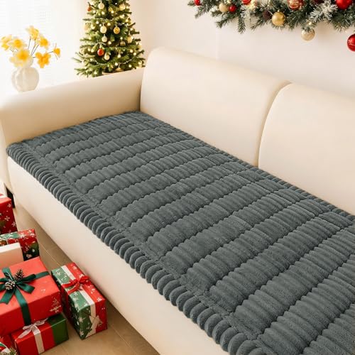 hyha Couchüberzüge für Hunde, waschbar, rutschfester Plüsch-Hundesofaschutz, flauschige Haustier-Couchbezüge für 3 Kissen, Haustierfreundlich, Dunkelgrau, 70,1 x 119,4 cm