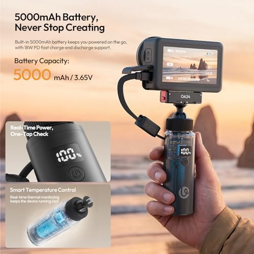 Image of ULANZI MA94 Mini Charging Battery Handle Compatible with DJI Osmo Pocket 3, 1300mAh Extended Battery Grip with Type-C Pass-Through Charging, Lightweight Vlog Power Handle for Content Creator Vloggers