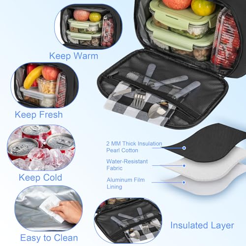Image of ANILD Lunch Backpack, 17 Inch Laptop Backpack with Insulated Cooler Compartment for Men Women, Travel Work Computer Backpack