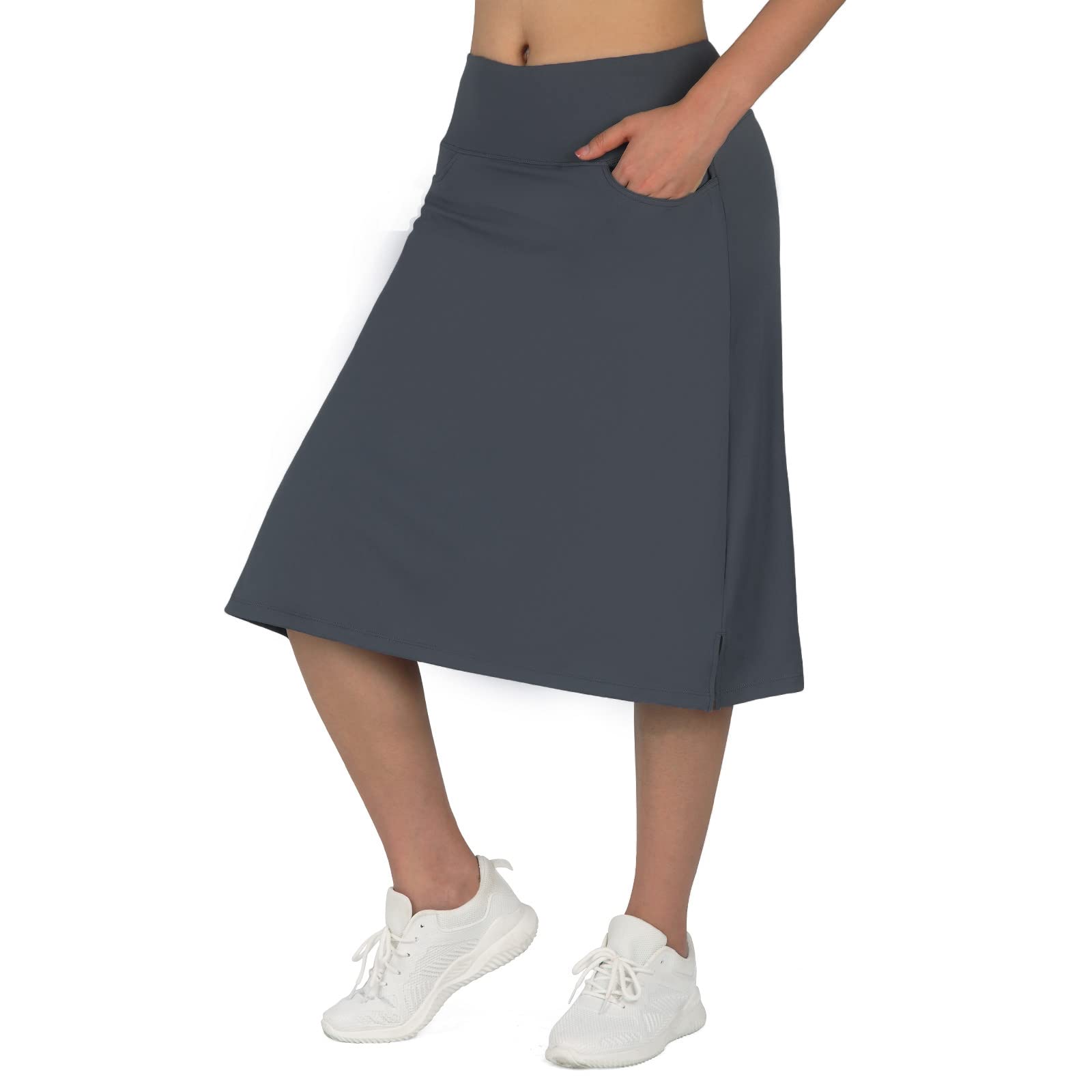 Women's Midi Length Skorts Skirts with 3 Pockets Modest Skirts Women's 24" Knee Length Skort