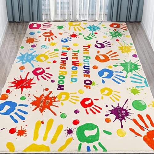 Ltkougfam HO-FL06US-KHR092 Colorful Kids Rug, Washable Rug cover