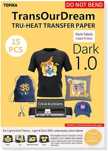 Printable Iron On Transfer Paper for T Shirts, 15pcs Light Fabric