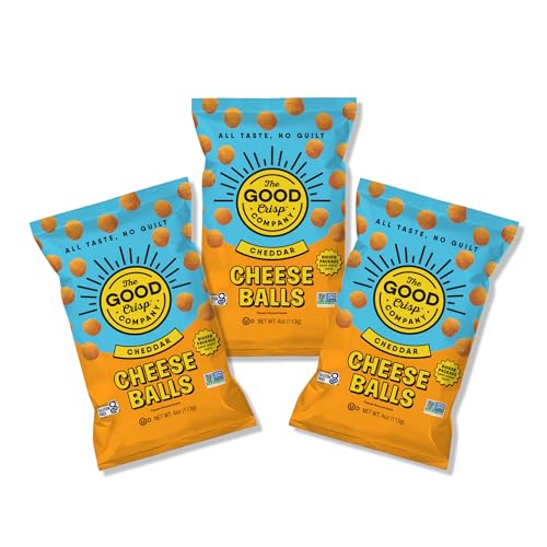 The Good Crisp Company Cheddar Cheese Balls, 4 oz bags, Pack of 3 | Certified gluten-free; Non-GMO ingredients; Free from major allergens; No artificial flavors or colors - image 1