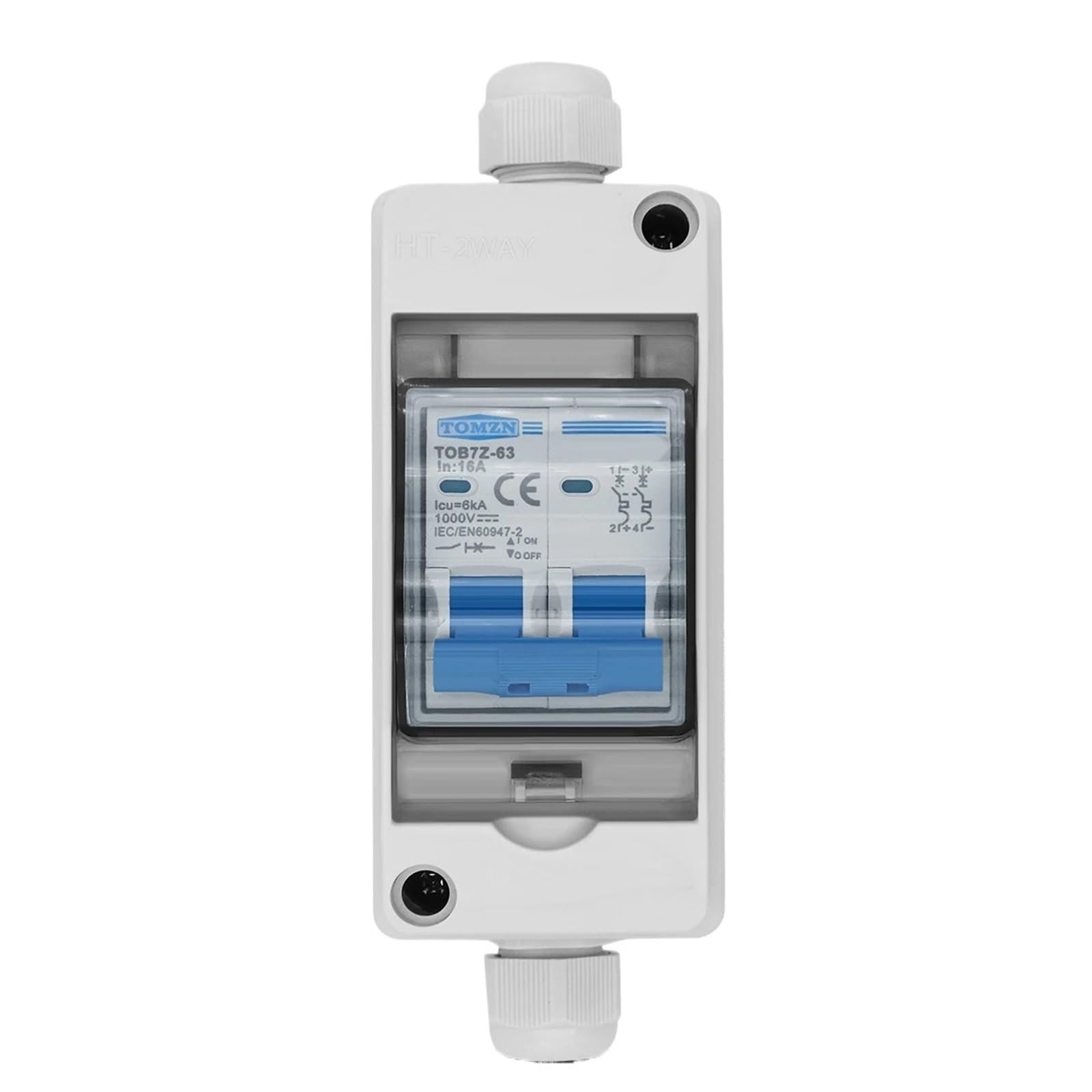 Quadro di combinazione fotovoltaico solare con DC MCB HT 2 vie 1 ingresso 1 uscita DC 2P DC 600V 1000V 3-63A Scatola impermeabile IP65