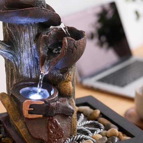 Image of Kingsyard Tabletop Water Fountain, Retro Cascading Indoor Small Waterfall