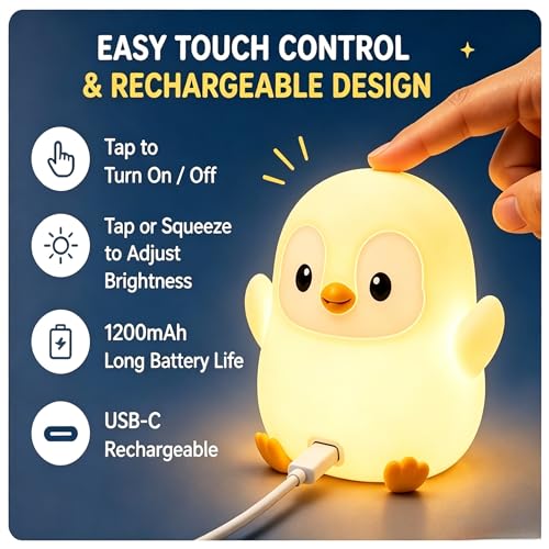Lámpara de mesa pingüino de silicona con luz suave miniatura 3