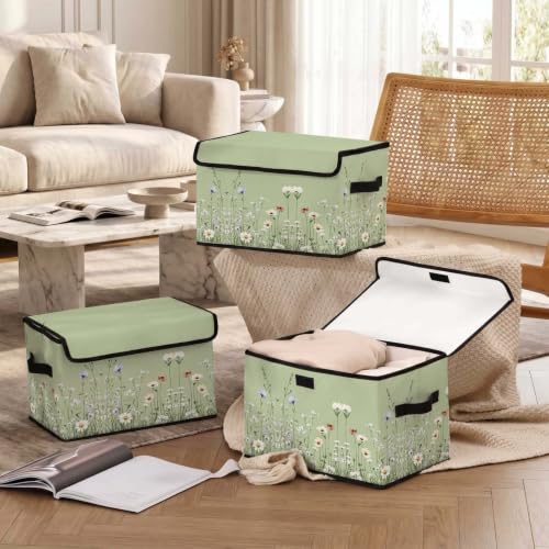 Image of Fabric Storage Bins with Lids,Under Bed Storage Containers 3Pack
