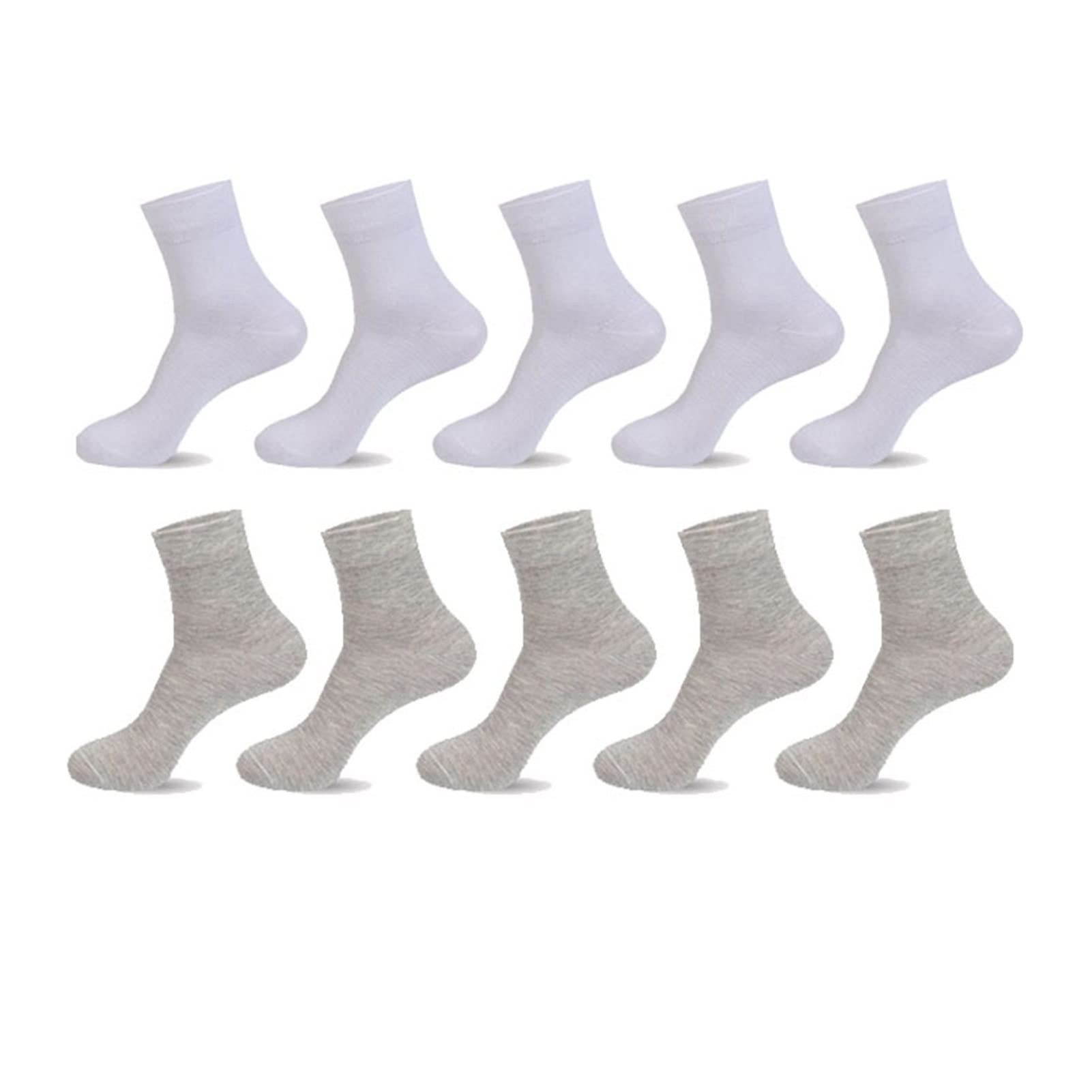 10 pares de calcetines de algodón de los hombres calcetines de negocios negros de otoño e invierno calcetines de regalo for hombres grandes tamaño 40-45 ( Color : 5 white 5 gray , tamaño : EUR 38-45 )