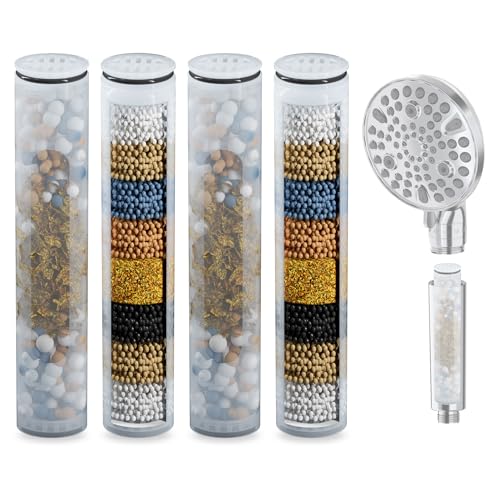 4 Pack Shower Filter Replacement Cartridge, Shower Head Filter Replacement Suitable for HEROBAI Rainfall Shower Head Combo, Showerhead Filters for Hard Water, Remove Chlorine (4PCS Filter Cartridge)