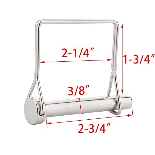 Miniatura 2 de Paquete de 2 pines de toma de fuerza cuadrados 316 SS completos, pasadores de acoplador de seguridad de 38 pulgadas x 2-34 pulgadas (0.374 in x