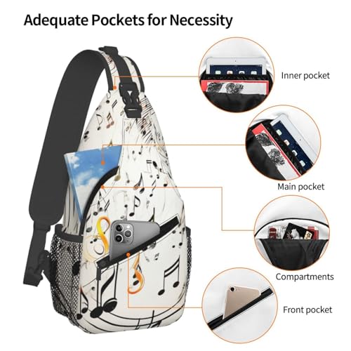 Bolso Sling para Hombre y Mujer Estampado con notas musicales miniatura 3