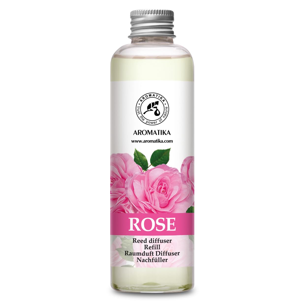 Aromatika Trust The Power Of Nature Rose Reed Diffuser Refill 200Ml - Scented Diffuser With Rattan Sticks - Room Diffuser Refill - Home Fragrance - Room Freshener - Aroma - Diffuser With Sticks - Scent - Floral Fragrance