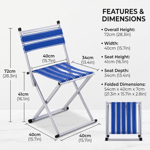 Image of AARKRI SALES Portable Folding Stool - Heavy Duty Outdoor Chair for Camping, Hiking, Fishing, Picnic - Collapsible Mini Travel and Garden Seat (Foldable Chair Blue new)