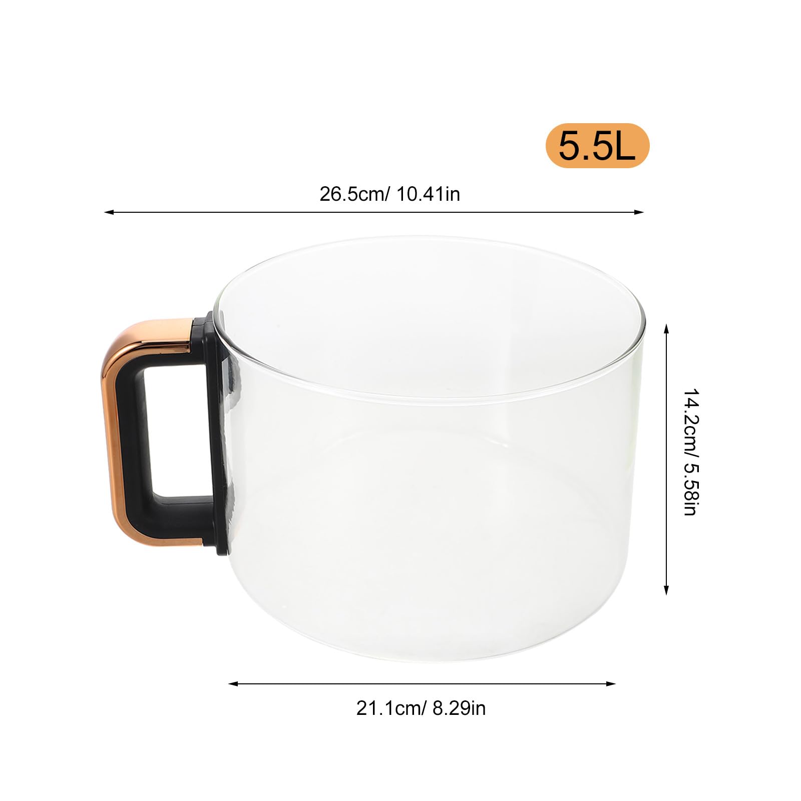 KICHOUSE Koszyk do frytkownicy powietrznej z uchwytem, ​​kompatybilny z LiFITT - zamienna szklana miska do frytkownicy powietrznej - 5,5 l, przezroczysty koszyk do gotowania - widoczny garnek