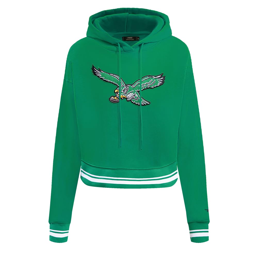 Pro Standard Womens NFL Philadelphia Eagles Retro Classics Cropped Pullover Hoodie Kelly Green L