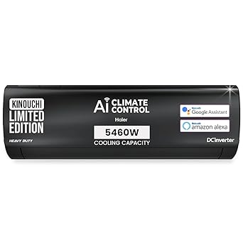 Haier Black Edition 1.5 Ton 5 Star AI Climate Control Smart Split AC (5460 Watts, Copper, HEXA Inverter, Heavy Duty, 4-Way Swing, Frost Clean, HD Filter, Cools at 60°C-HSU19K-PZAIB5BN-INV, Black) - image, photos