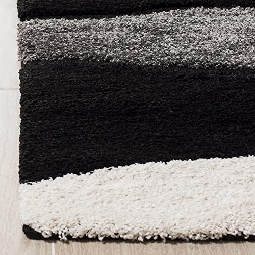 Image of Shaggy Rug for Bedroom Living Room 3X5 FEET Fluffy Plush Area Carpet with Non Slip Backing, Modern Cozy Floor Rug for Home Decor and Comfort (Black- White)