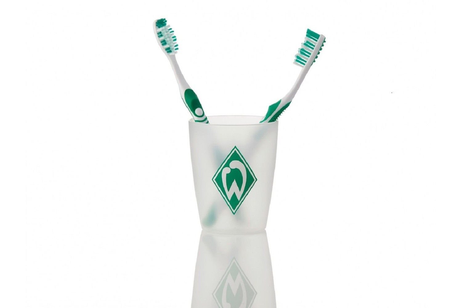 Unbekannt Werder Bremen Zahnpflege Set je 2 x Zahnbürste & Zahnputzbecher - Plus gratis Lesezeichen I Love Bremen