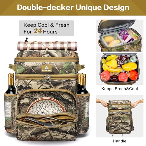 Image of Laripwit 54 /40 Cans Backpack Cooler Insulated Leak-Proof Large Cooler Backpack Double Deck Lunch Backpack for Men Women - Perfect Soft Cooler Bag for Tactical, Camping, Picnic, Beach, Hiking