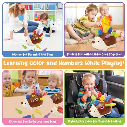 Image of Kidology Hedgehog Peg Board Game Puzzle for Kids Age 18+ Months | Educational and Learning Toys for Toddlers | Preschool, Fine Motor and Sensory Play Games | Ideal for Gifting