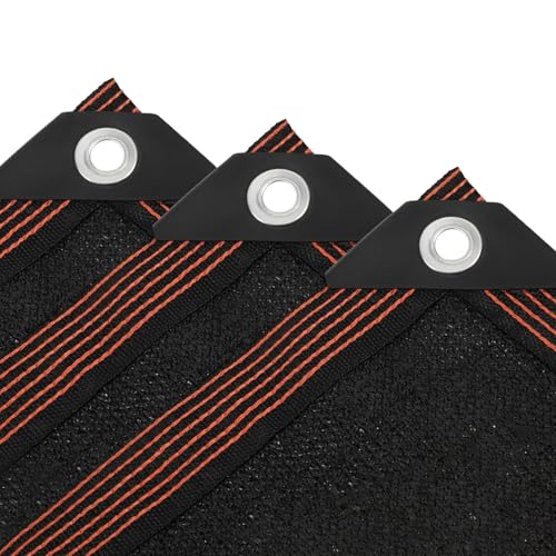 ISOISL Sonnensegel 3x5 m Rechteckig Atmungsaktiv Schattiernetz mit Ösen Winddurchlässig Robust UV-Schutz 90% aus reißfestem HDPE mit 3m Seilen für Garten Terrasse Balkon Schwarz