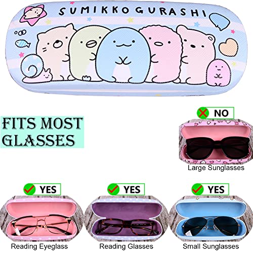 Image of ADBGV Cute Stylish Hard Shell Eyeglasses Cases Protective Case Storage Box With Glasses Cloth Eyeglass Strap for Girl Teen