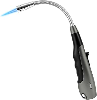 Torch Lighter Candle Butane Lighter 360° Jet Flame Lighter Gas Windproof Refillable Fireworks Outdoor Kitchen Barbecue Fireplace Camping Lighter (No Gas) (Black)