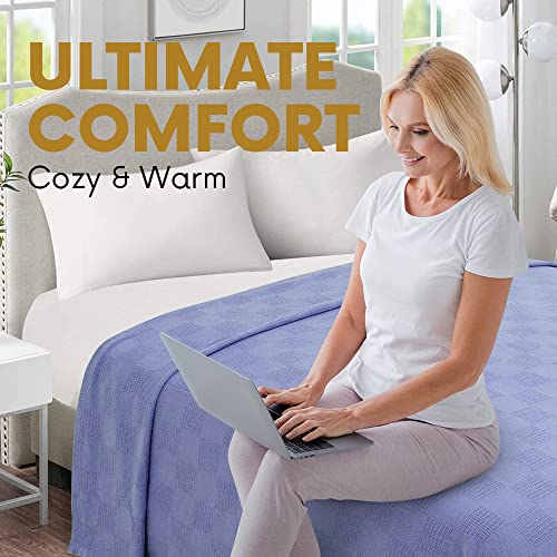 Jmr Usa Inc. Waffle Weave Thermal Bed Blanket Twin Comforter Cotton Throw Blankets For Bed, Sofa, Bedroom Decor, Housewarming Gifts, Layering Of Hotels & Hospital Bed Sheets Size 66X90”(Sky Blue) #TOP3