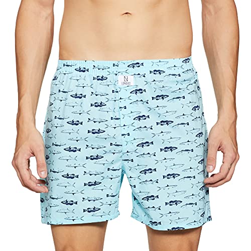 Image of Longies Pure Cotton Mens Boxers Pack of 3 Regular Shorts (LGBOXPO3V003 Aqua,Silver,Grey3361 S)