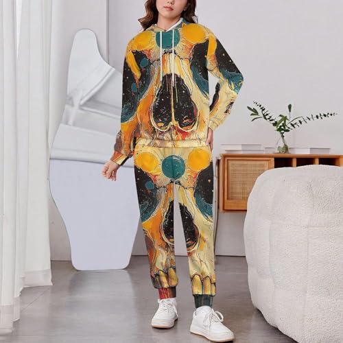 Boy Girl Clothes Outfits Kids Long Sleeve with Pants 2PCS Clothing Set, Vintage Skull Psychedelic Art2