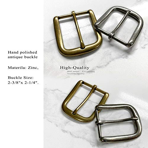 BS1300 Genuine One Piece Full Grain Buffalo Leather Casual Jean Belt 1-1/2"(38mm) Wide, Big and Tall Size Up to 60"4