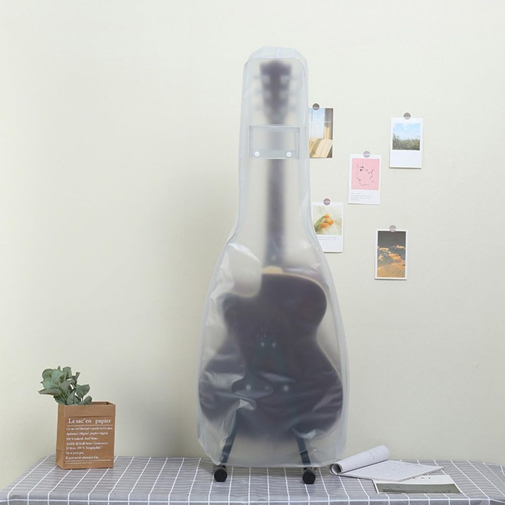 Zoegneer Cubierta antipolvo para guitarra, montaje en pared, funda portátil, cubierta antipolvo impermeable y a prueba de polvo, material de PVC transparente (para guitarra eléctrica)