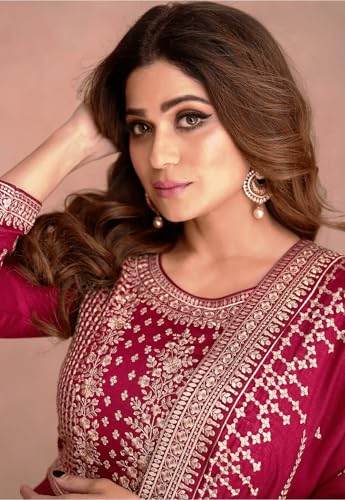 Image of Girl's Fashion Hub's Anarkali Gown with duaptta Set for Women, Chinon Silk Fabric || Ethnic Gown for Women