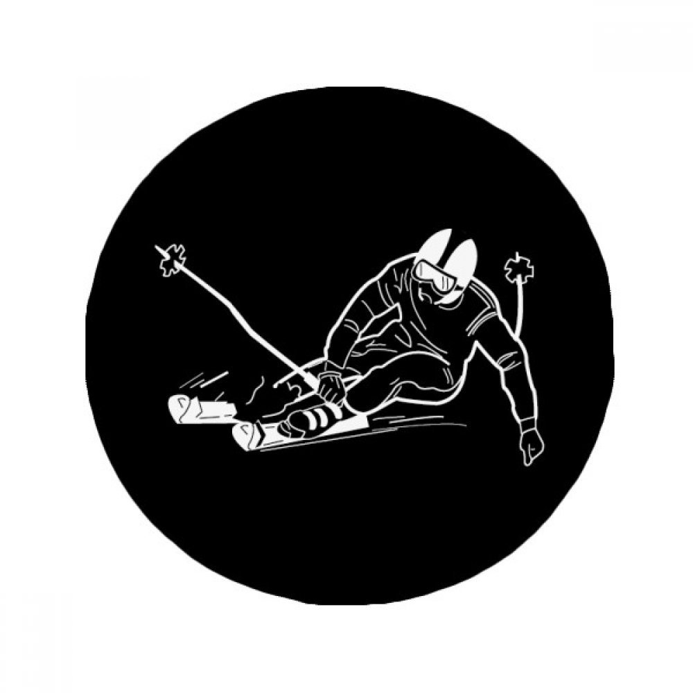 Tapis rond 80cm sport de ski d'hiver noir antidérapant pour cuisine et salon