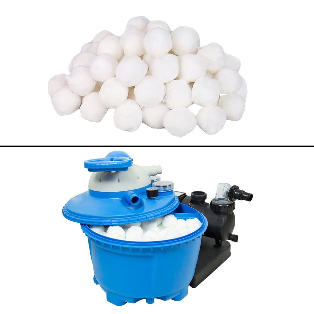 EasyByMall Balles filtrantes de piscine de rechange en fibre pour filtres à sable de piscine, médias de filtration réutilisables de 40 mm, 500 g