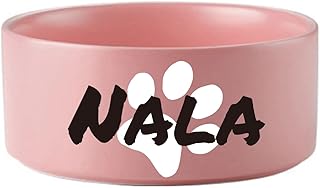 Personalized Ceramic Dog Cat Bowls Dog Water and Food Dish Custom Pet Bowl for Small Medium Large Dogs Kitten Puppy Bowls Bottom Non-Slip (Pink)