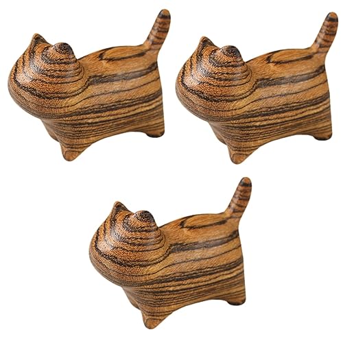 Cabilock 3 Piezas Adorno de Gato Tsundere Figuras en Miniatura Juguetes estatuillas de Mini Gato decoração casa decoración casa Estatua de Gatito estatuilla de Gato de Madera Sándalo