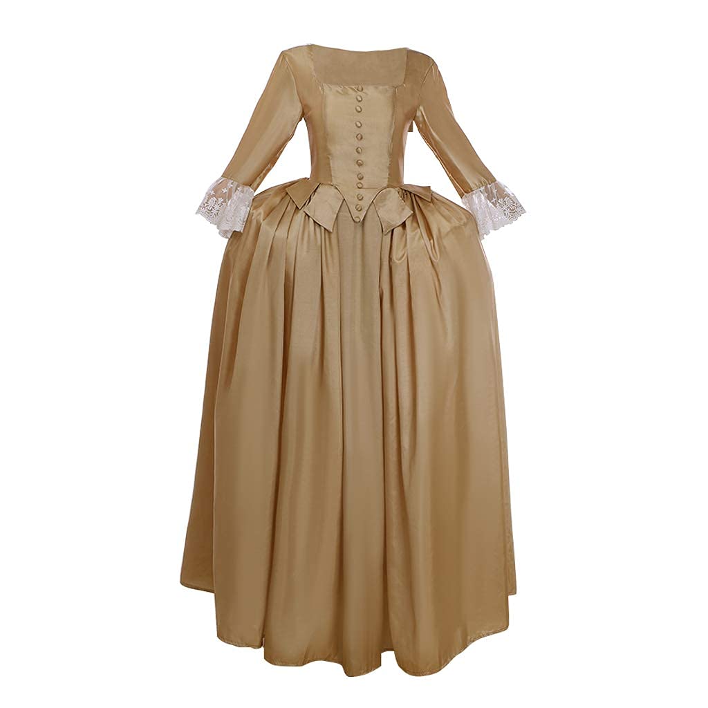 VEECOOCOS Musical Hamilton Cosplay Costume Elizabeth Schuyler Angelica Peggy Sisters Dress Gown (Apricot, Medium)