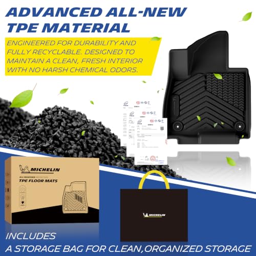 Image of Michelin Vehicle Mats for 2027 Kia Telluride Hybrid 7-Seater (7 Piece) | Not Fit 2020-2025 or Gas, All-Weather TPE Custom Fit Liner, Premier