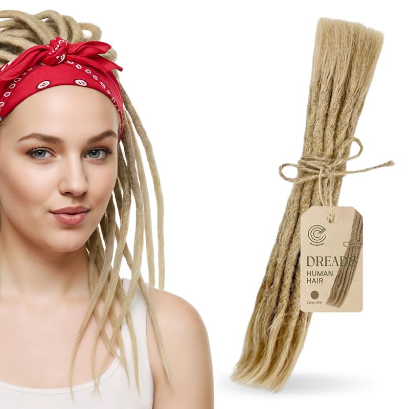 Human Hair Dreadlock Extensions – Handmade Crochet Locs Real Hair Dreads For Every Hairstyle, 10-Strand Bundle Dreads, Natural Looking Shades