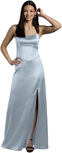 David's Bridal Stretch Satin Basque Waist Sheath Dress, Women's Size 12, Dusty B