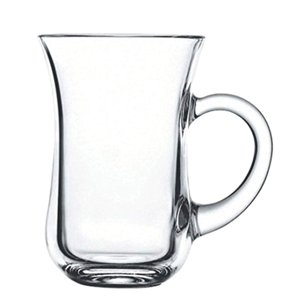 LavoHomeSet of 12 Turkish Style Tea/Espresso Glass cups with Handles, 4 1/2 Oz.