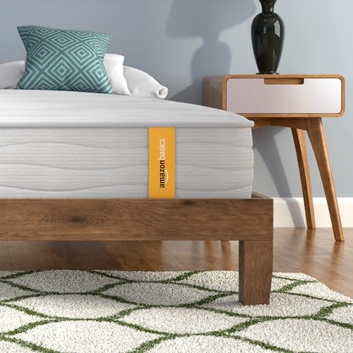 Amazon Basics Hybrid Mattress 8.66 Inch Plush with Pocket Springs and Pressure Relief Foam, White,...