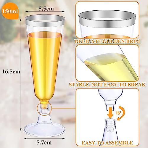Copas de plástico de alta calidad LATERN con borde plateado y tallo estable para celebraciones 4
