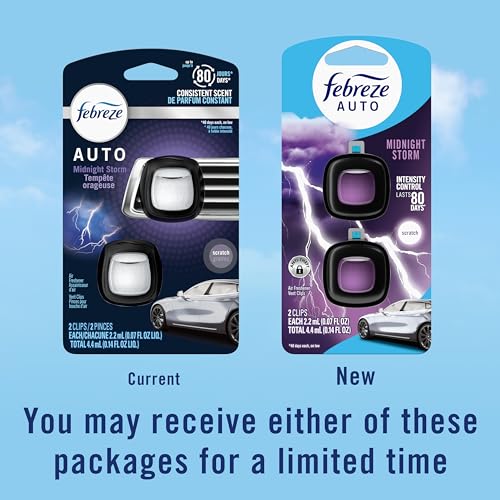 Febreze AUTO Air Freshener, Odor-Fighting Automotive Vent Clip, Midnight Storm Scent, 8 Count - image 8