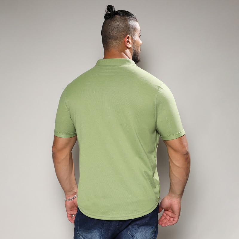 Image of Instafab Plus Men's Shirt for Casual Wear | Spread Collar | Short Sleeve | Button Closure | Plus-Size Fit | Cotton Shirt Crafted with Comfort Fit for Everyday Wear