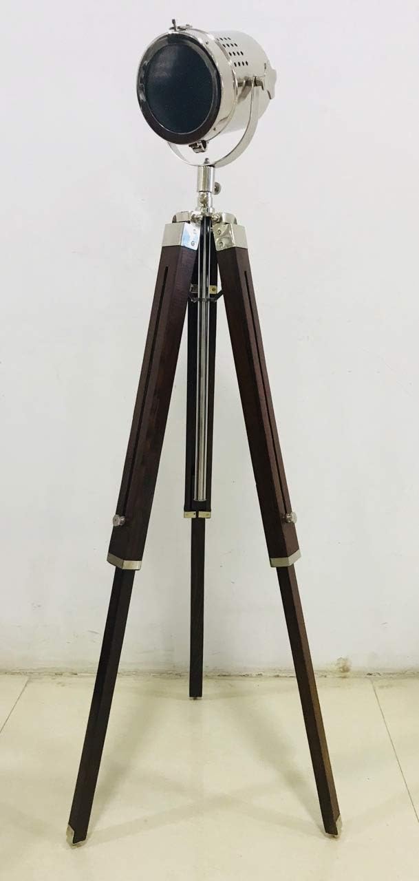 NauticalMart Timber Tripod Floor Lamp Stand Teak Wood Light Lamp