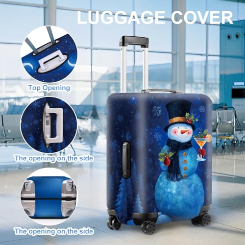 Image of Blue Snowman Luggage Cover, Washable Christmas Suitcase Cover, Travel Suitcase Protector Anti-scratch Bag Cover Holiday Travel Christmas Gift,XL