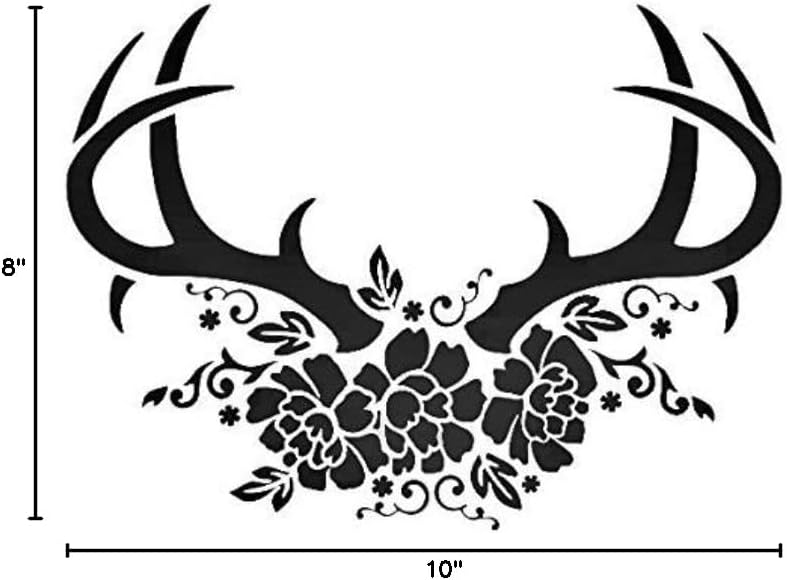 Deer Antler Swag - Scooter Hill Design Reusable Sturdy Stencil Clear Custom Cut Plastic Sheet Template Cutout Sign DIY Supplies for Airbrush Painting Drawing 1-8x10 inch