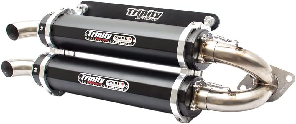 Southern Powersports Trinity Exhaust Muffler, Dual ATV Muffler for Polaris RZR Pro XP and Turbo R, RZR Polaris Accessories, Made from Stainless Steel and Aluminum, TIG Welded, Black, Slip On